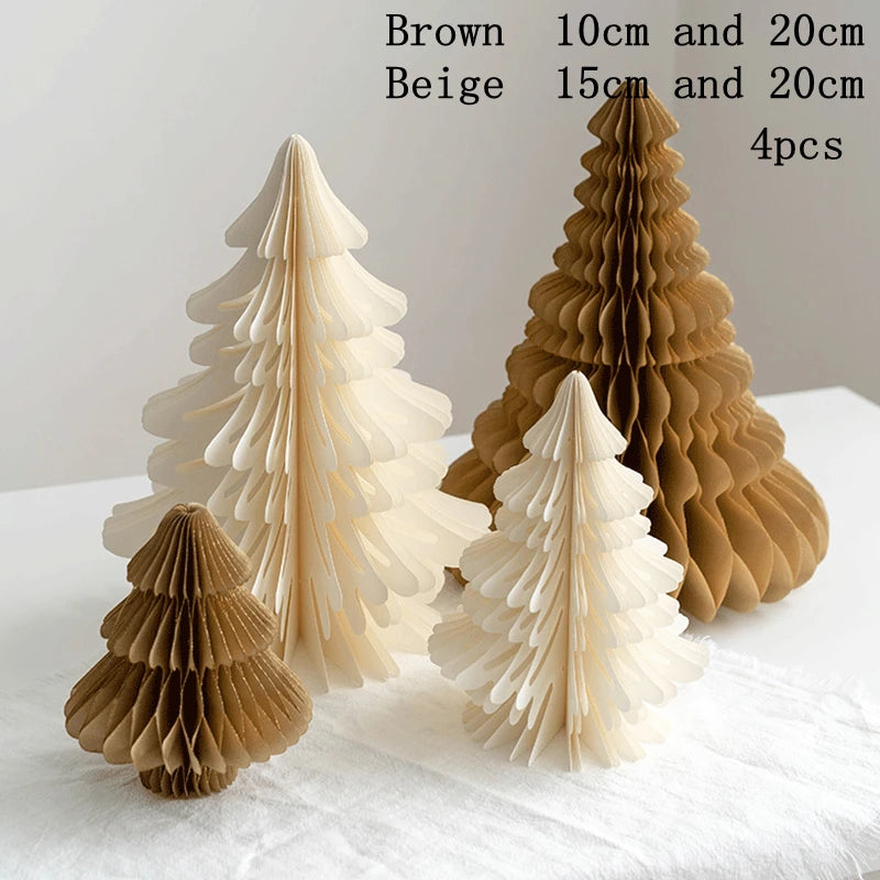 Christmas Paper Honeycomb Decorations Ball Folding Christmas Tree Table 3D Ornaments