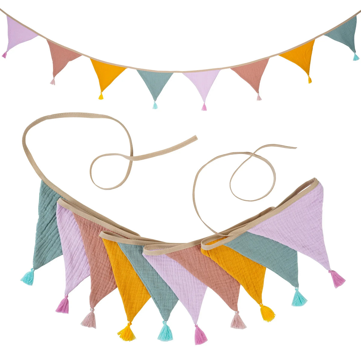 Children's Bunting 10 Triangle Flags with Tassles Party Decor Carnival Banner Garland 2.6M/8.5FT