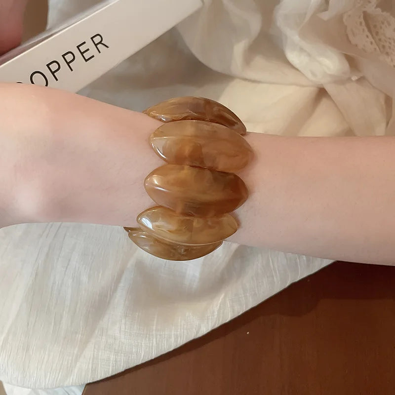 Smudged Oval Acrylic Elastic Bangles Bracelets