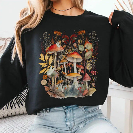 Mushroom Goblincore Cottagecore Fleece Sweatshirt Naturecore Jumper