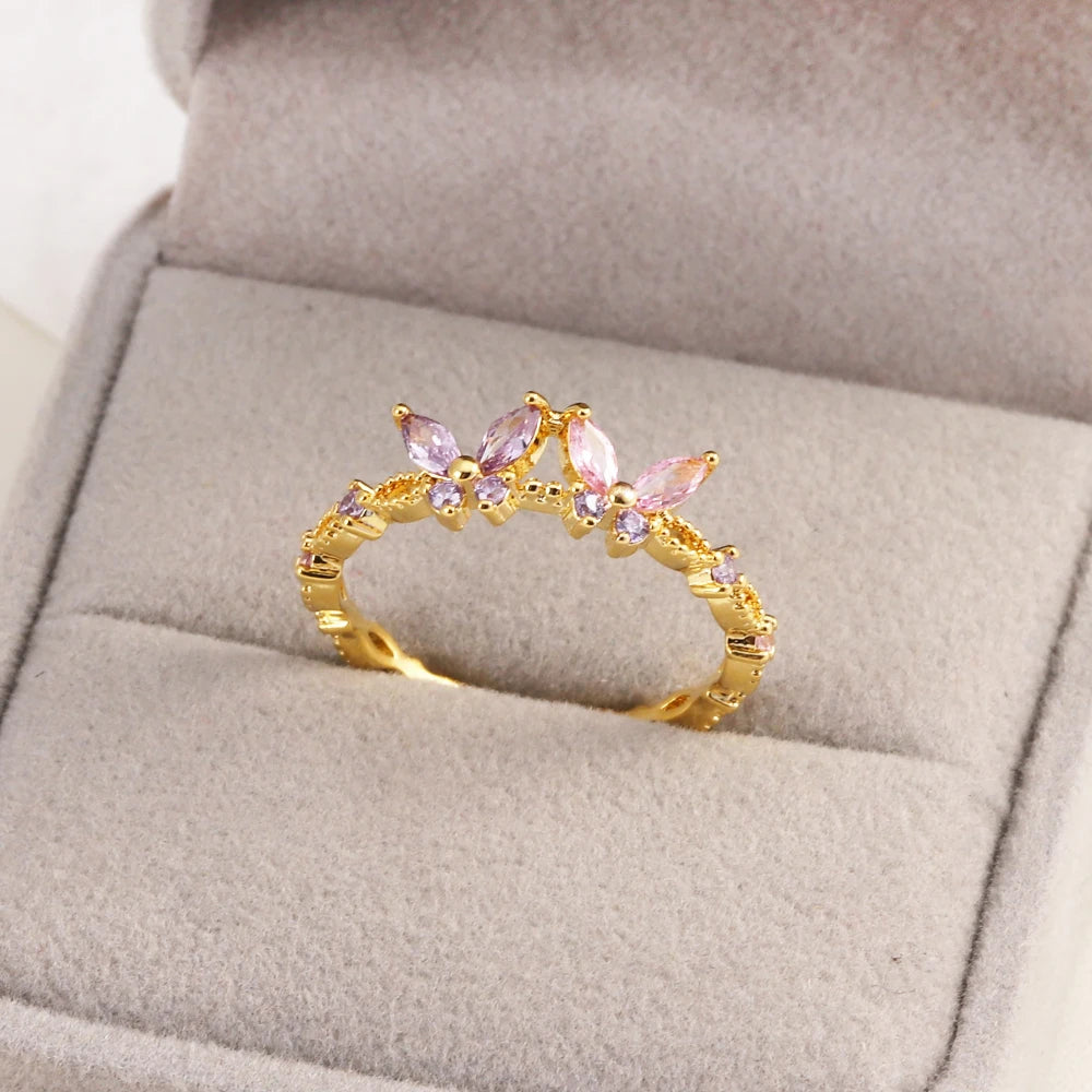 Sweet and Dainty Colourful Zircon Rings Gift Idea