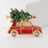 Christmas Tree Red Car Brooch