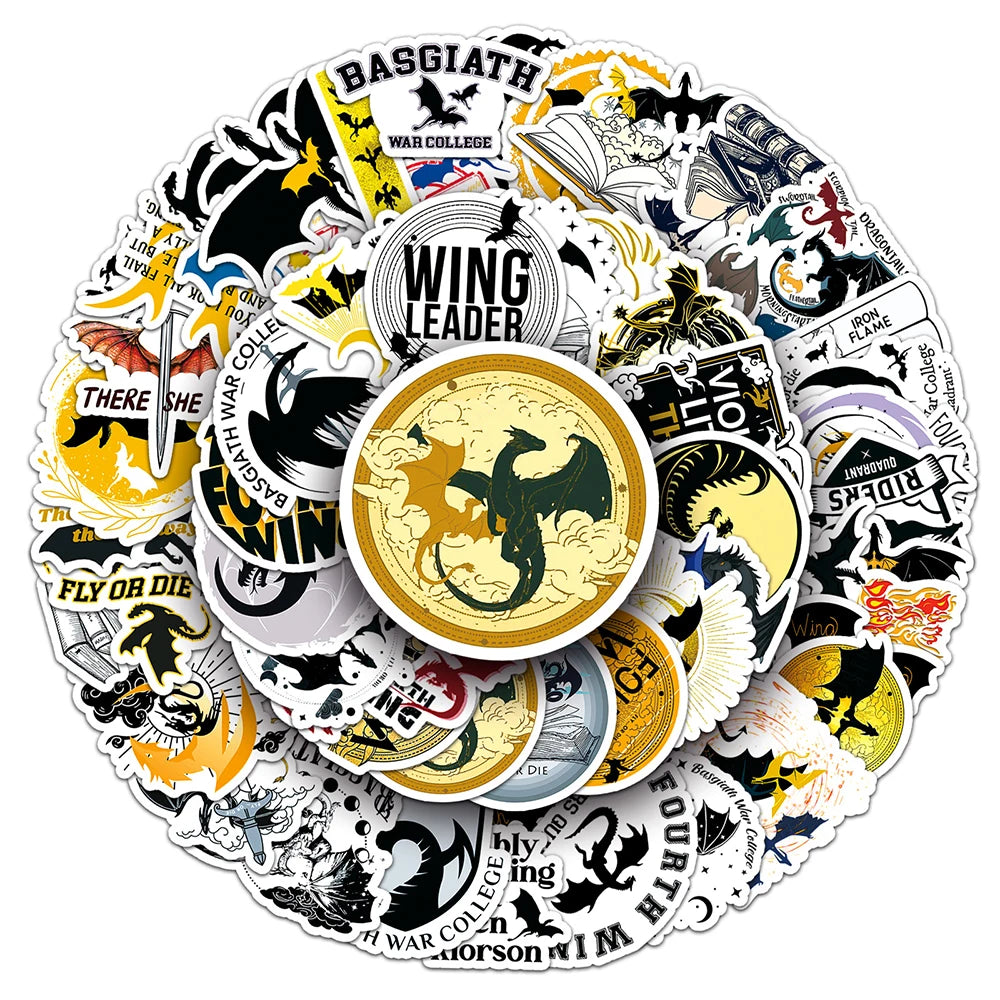 50pcs Fourth Wing Fantasy Novel Stickers