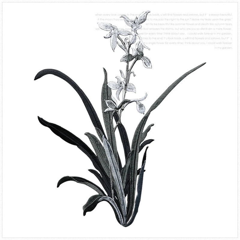 Orchid Flower Iron on Applique Floral Patch DIY Craft 19 X 24.5CM