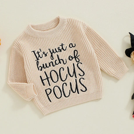 It's Just A Bunch Of Hocus Pocus Kids Baby Girls Boys Knit Sweater Embroidered Pullover 0-3T