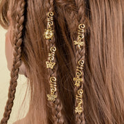6pcs/set Gold Hair Braid Rings Dreadlock Beads Cuff Clips