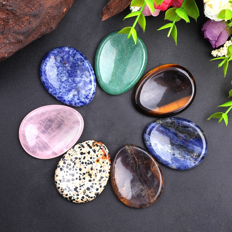 Thumb Pad Worry Stones Crystal Healing Seven Chakra Stones