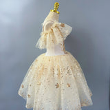 Fairy Tale Princess Gold Sequin Ballet Long and Short Tutu Dresses Dance Performance Wear