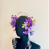 Handmade Fairycore Plum Fai Floral Halo Crown Elven Hair Jewellery