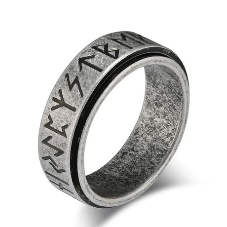 Nordic Viking Runes Spinning Ring Titanium Steel Anxiety Jewellery