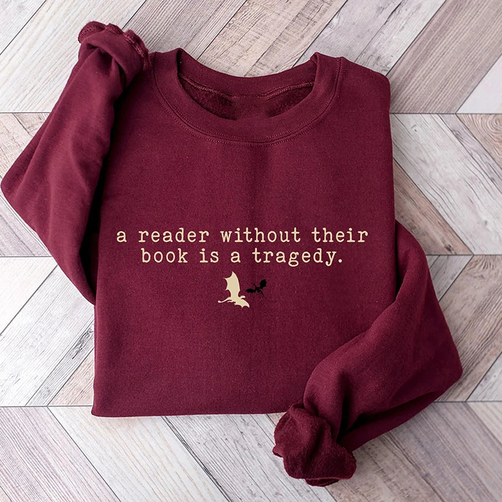 Tragedy Sweatshirt Fourth Wing Book Lover Sweater Long Sleeve Fleece Jumper