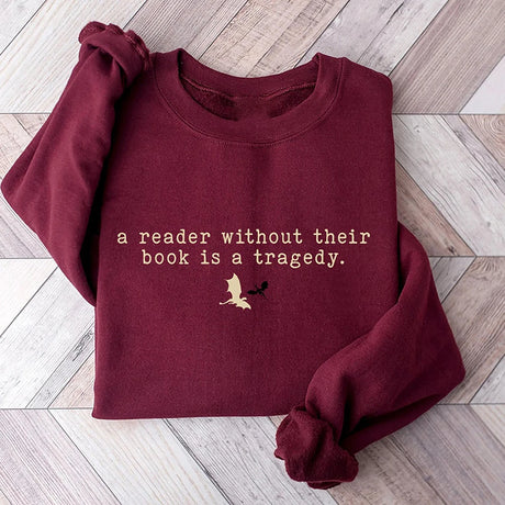 Tragedy Sweatshirt Fourth Wing Book Lover Sweater Long Sleeve Fleece Jumper