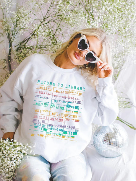 Return to Library Sweater Vintage Library Card Book Due Date Unisex Librarian Bookish Sweatshirt