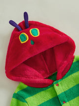Hungry Caterpillar Baby Boys Girls Fall Winter Romper Long Sleeve Plush Costume Fleece Long Sleeve Hooded Jumpsuit