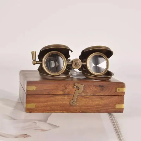 Antique Replica Brass Binoculars Desktop Ornament Mini Telescope Nautical Home Decor