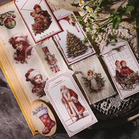 Vintage Christmas Snowman RUB ON Transfer Stickers Junk Journal Mushroom DIY Scrapbooking Craft