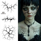 Black Lightning Line 2 Sheets Large Temporary Tattoo Stickers Halloween Body Decals Costume Party