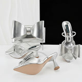 Big Butterfly Bow Pointed Toe Heel Shoes and Matching Bag Set Wedding Party Pumps