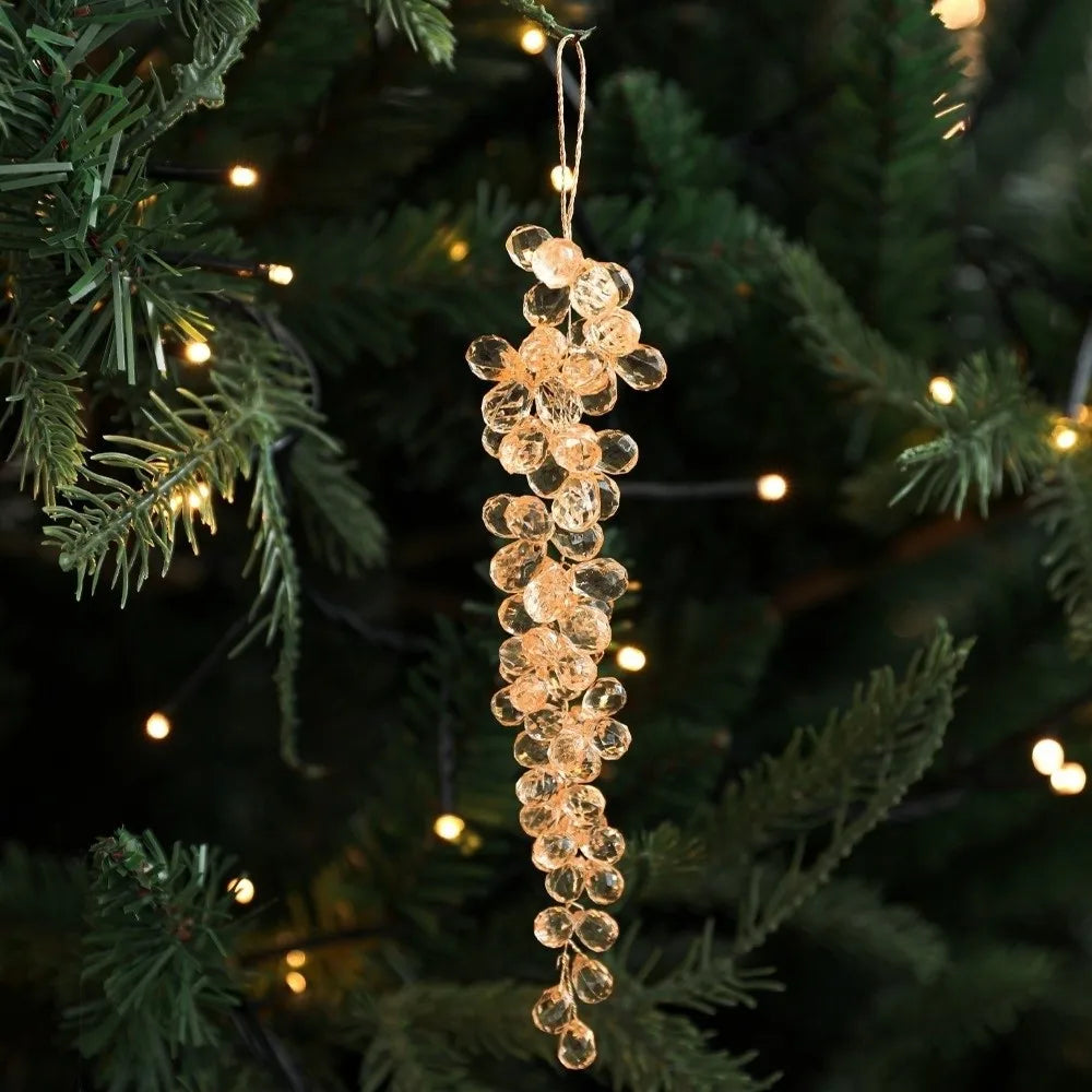 Christmas Icicle Flowers Grapes Glitter Christmas Branches Handmade Acrylic Xmas Tree Ornaments