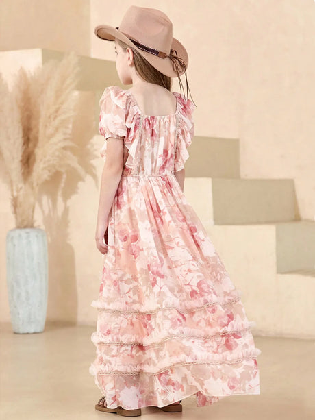 Summer Girl's Photoshoot Worthy Floral Maxi Dress