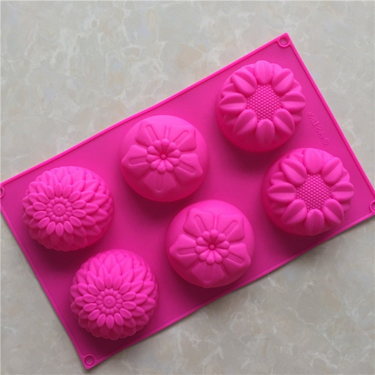 Flower Shaped Silicone Soap Mould DIY Handmade Cake Chocolate Candle Moulds