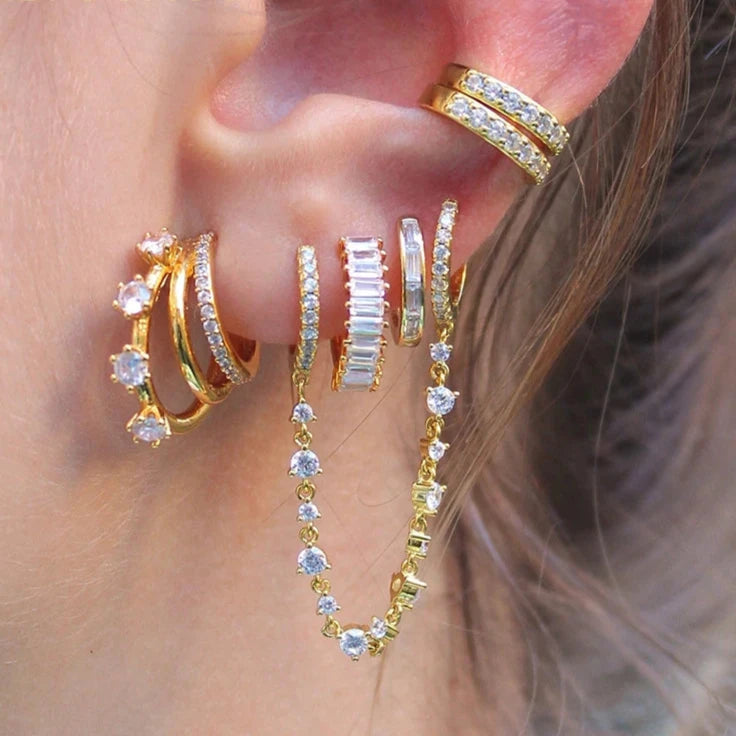 Colourful Zircon Gold Stud Earrings Mix'n'Match