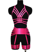 Pearlescent Colours Body Harness Body Cage Garter Belt Harness Full Set