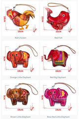 Genuine Leather Cute Coin Purses Handmade Animal Mini Cases