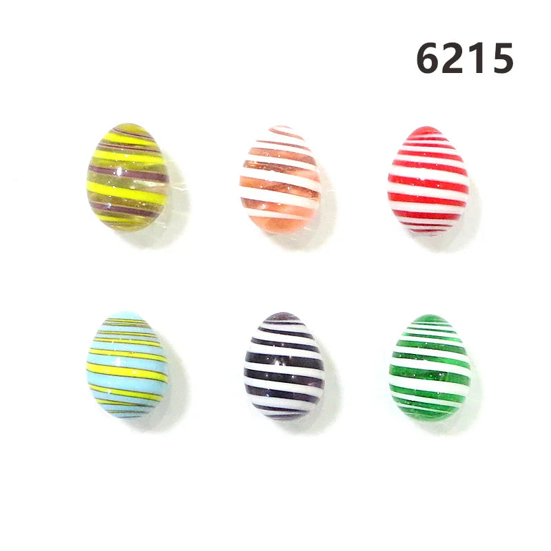 Six Mini Murano Glass Easter Eggs Handmade Oval Glass Decor
