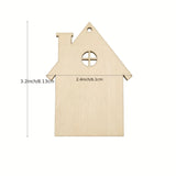 10Pcs Wooden House Cutout Ornaments DIY Wood Craft Projects