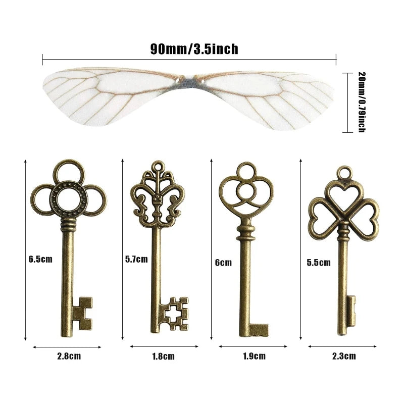 DIY Flying Antique Skeleton Keys Charms with Dragonfly Wings DIY Jewellery Making