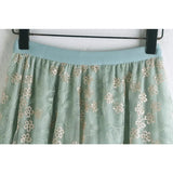 Primrose's Floral Tulle Skirt Embroidered Lace High Waist Midi Skirt