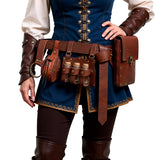 5Pcs/Set Medieval Faux Leather Belt Waist Bag Renaissance Steampunk Cosplay Accessories Set ﻿