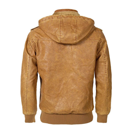 Woodsman PU Leather Jacket Cashmere Fleece Lined Hoodies