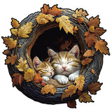 Woodland Cats Unique Shape Wooden Jigsaw Puzzles