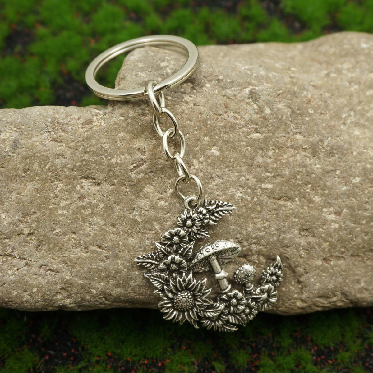 Sunflower Mushroom Witch's Garden Keyring