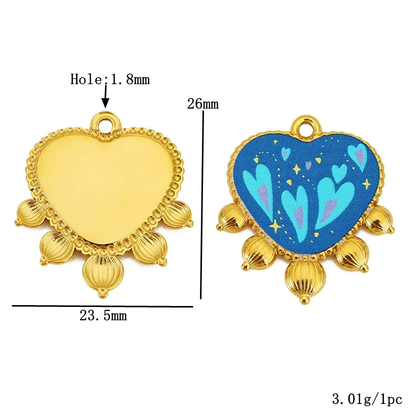 Three Enamel Little Bear Love Charms Stainless Steel Pendants for DIY Bracelets Jewellery Earrings Making
