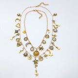 Celestial Charm Sun Flower Stars Moon Heart Charms Multi Layered Necklaces