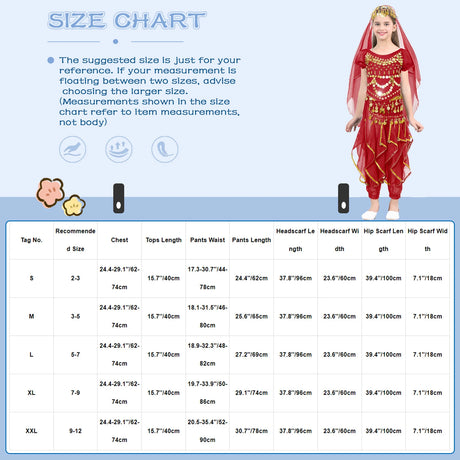 Girls Belly Dance Performance Outfit 4pcs Stage Costume Puff Sleeve Crop Top Ruffled Pants Hip Scarf Headscarf