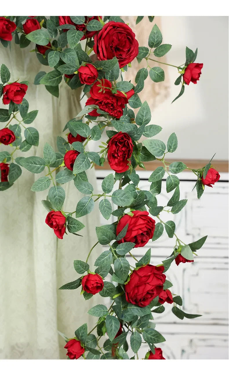Artificial Sweetheart Roses Silk Fake Flowers Vines Party Decoration