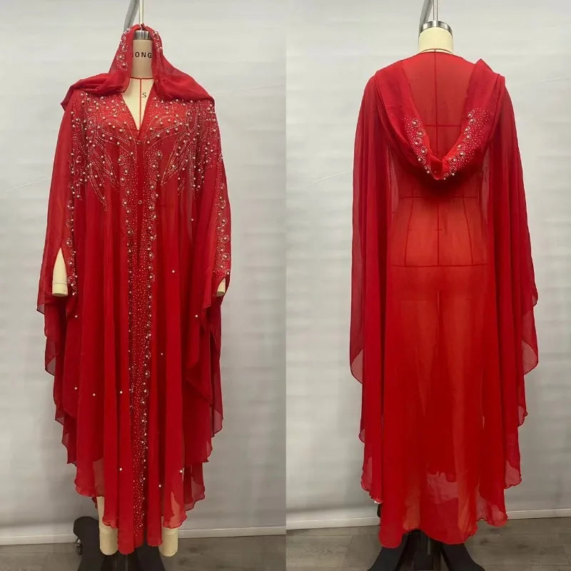 Sparkly Thin Hooded Cloak Cape Dress Stage Performer Cover Up