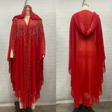 Sparkly Thin Hooded Cloak Cape Dress Stage Performer Cover Up