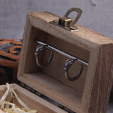 Viking Dragon Head Huggie Stainless Steel Men Hoop Earrings with Wooden Box