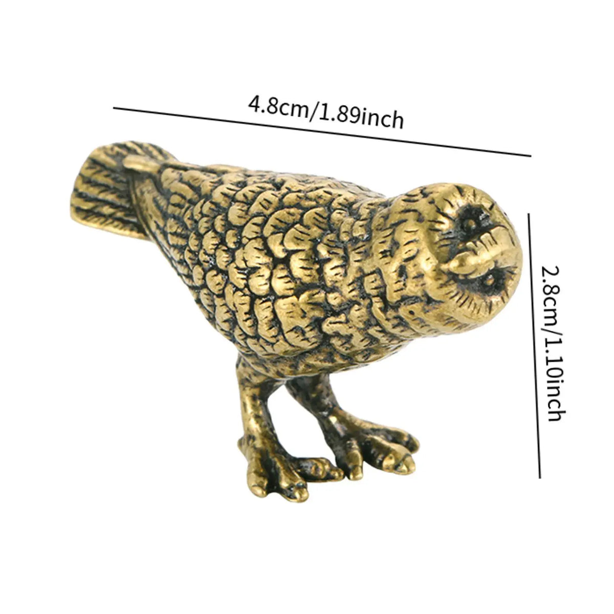 Curious Owl Figurine Brass Animal Desktop Figurine Tea Pet