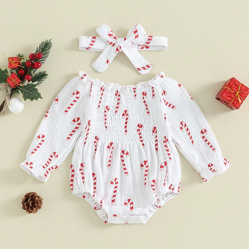 Valentines Day Easter St Patricks Christmas Baby Girls Heart Print Romper with Headband