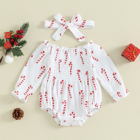 Valentines Day Easter St Patricks Christmas Baby Girls Heart Print Romper with Headband