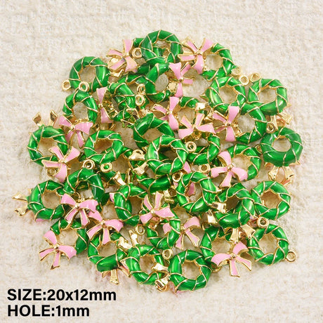 5pcs Christmas Charm Enamel Apple Socks Bell DIY Pendant Charms For Jewelry Making Keychain Earrings Bulk Handmade Material Gift