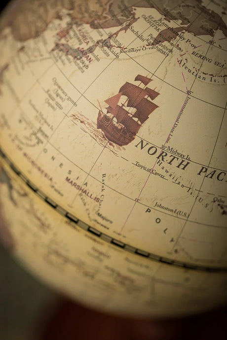 World Globe Earth Map Retro Wooden Base Desk Decor