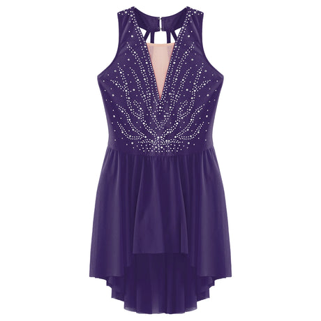 Girls Rhinestone Modern Contemporary Dance Ballet Dress Leotard Costume