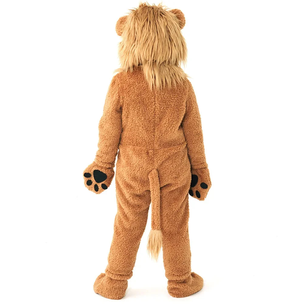 Child Kids 2-12Y Fleece Furry Lion King and Fox Costume Rompers Set Cosplay Halloween Fancy Dress